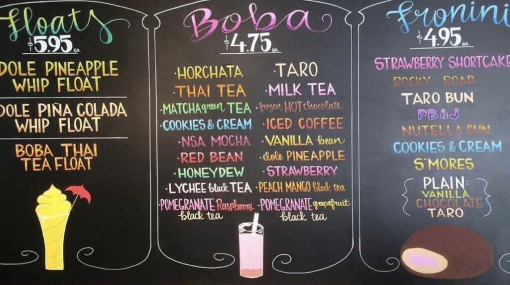 boba flavors menu